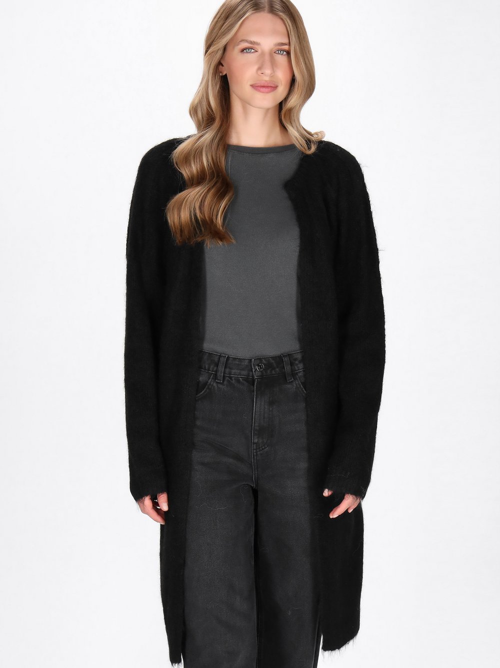 Dreimaster Strickjacke Damen schwarz, XL/XXL