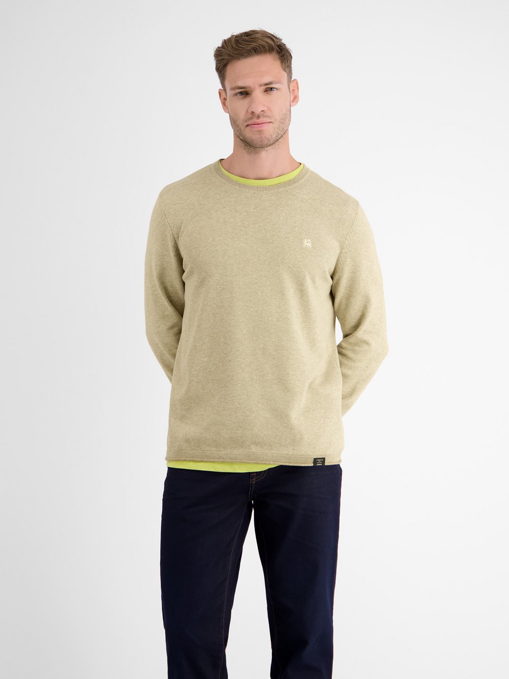 LERROS Strickpullover Herren Baumwolle beige, S