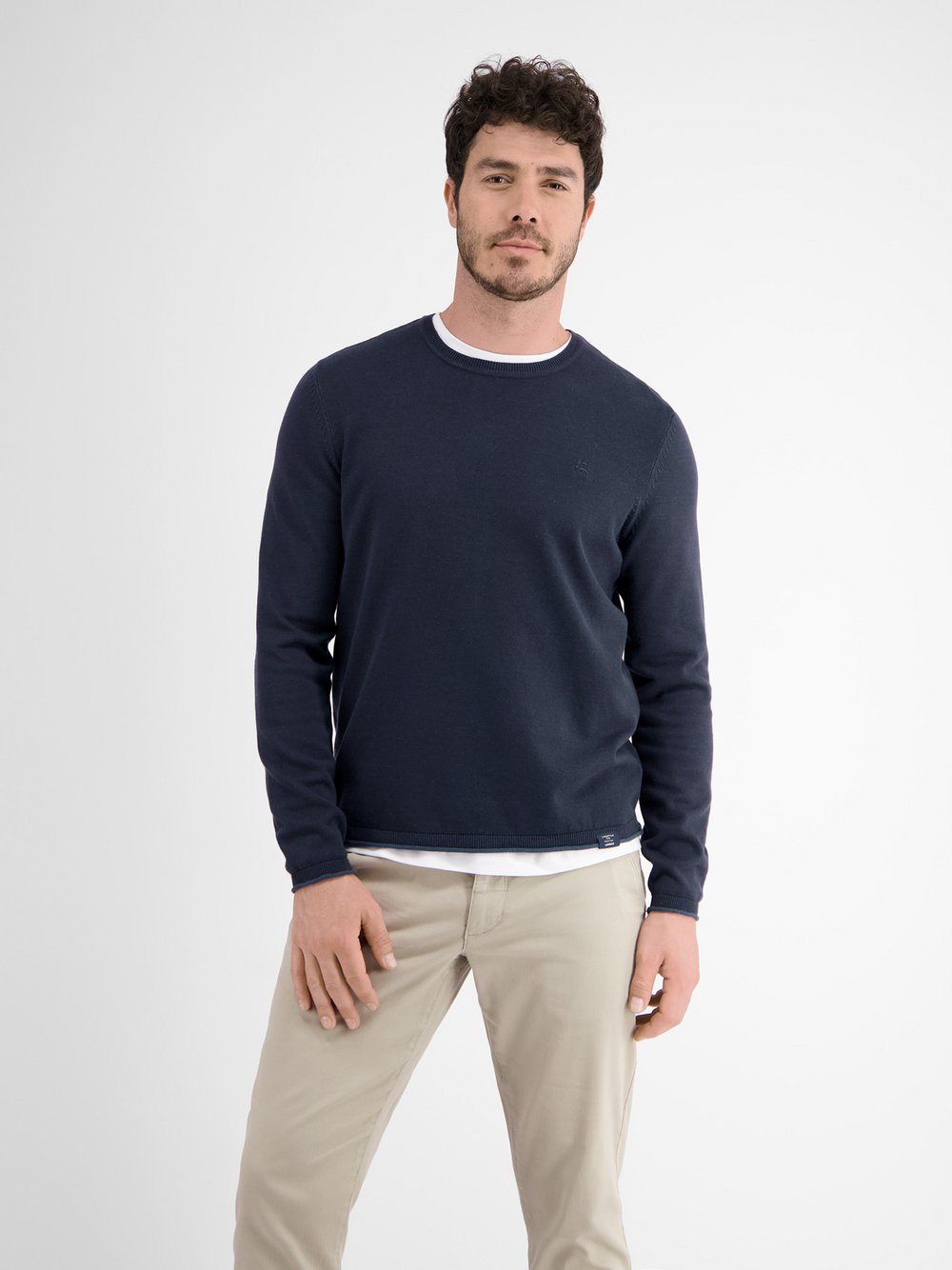 LERROS Strickpullover Herren Baumwolle blau, S