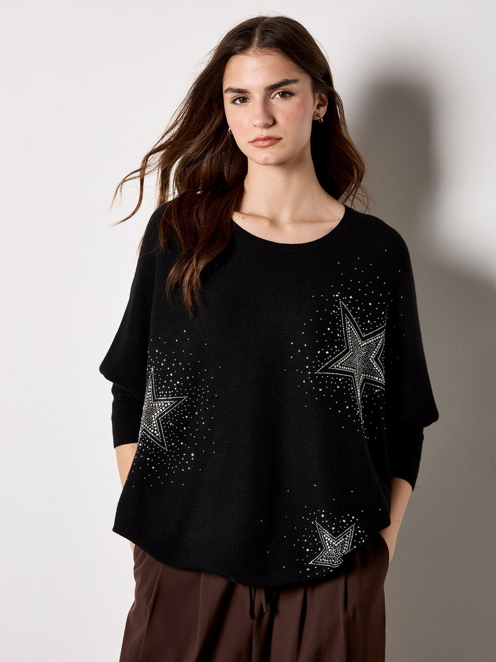 Apricot Pullover Damen Viskose schwarz gemustert, 36