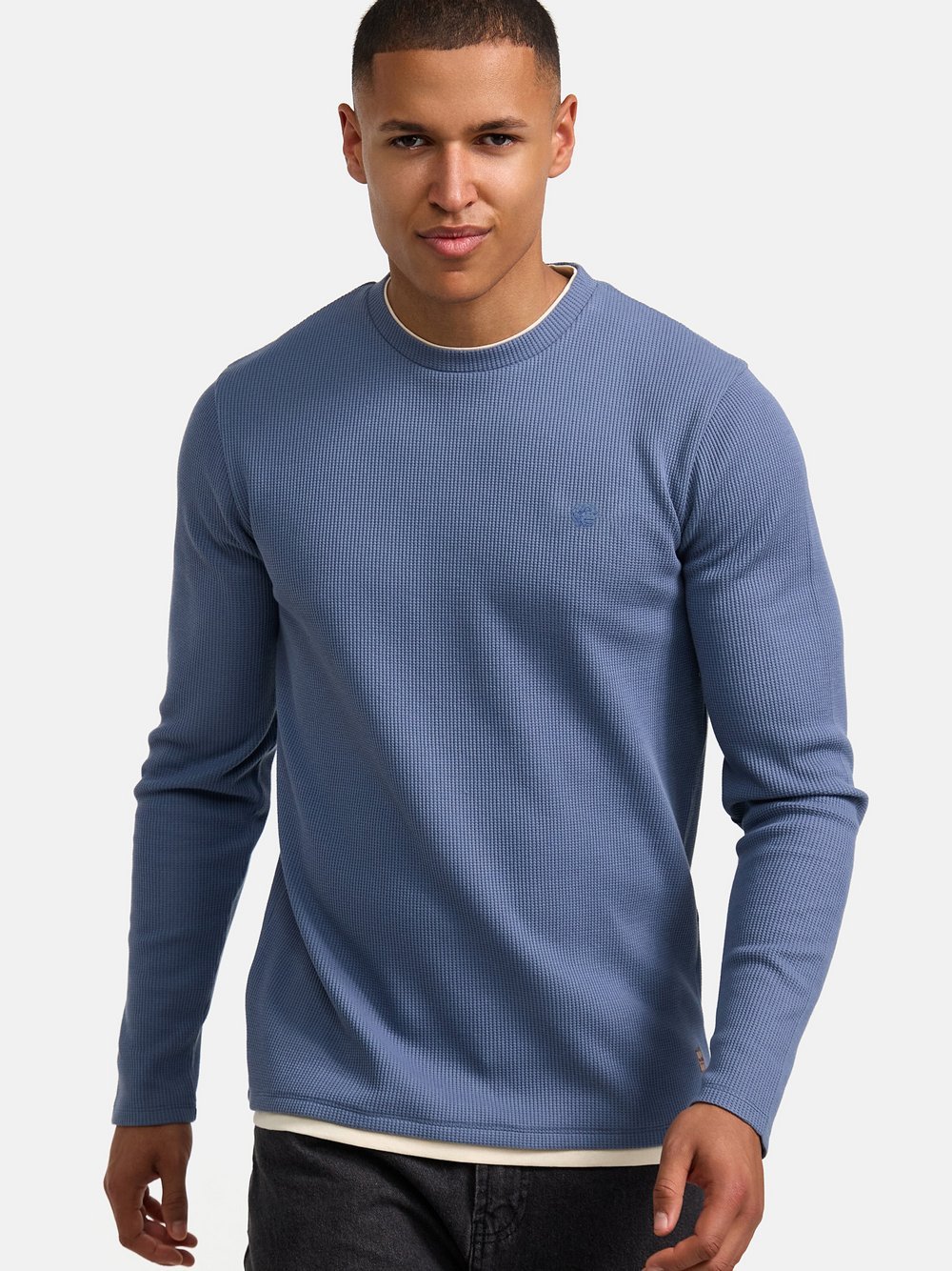 Indicode Langarmshirt Herren Baumwolle blau, M