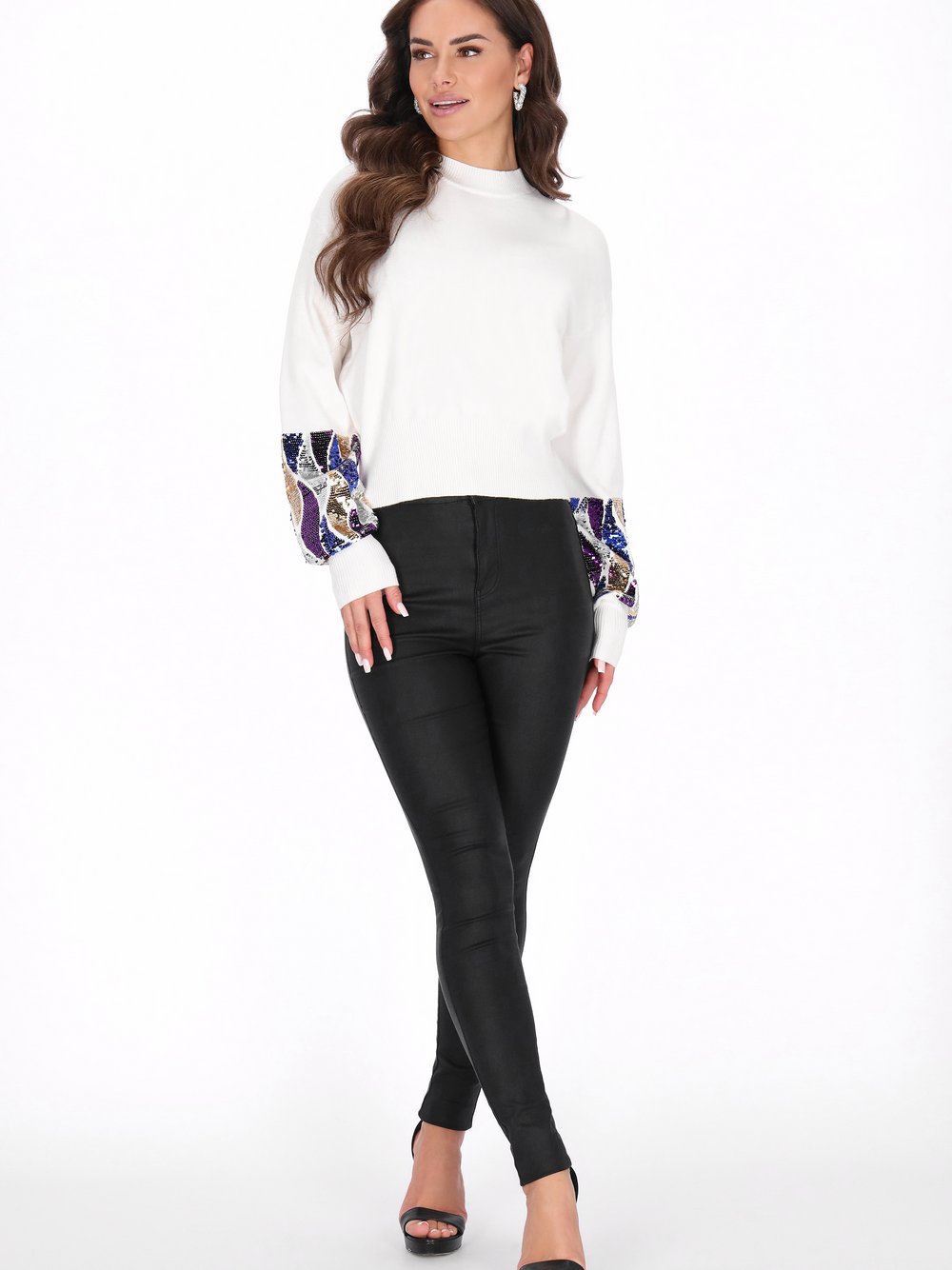 Faina Pullover Damen Viskose weiß, XL/XXL