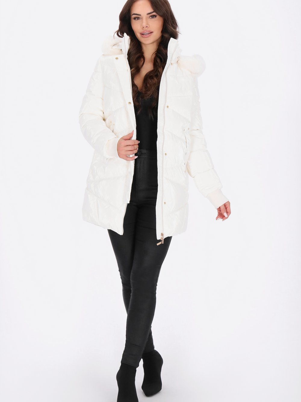 Faina Mantel Damen weiß, M