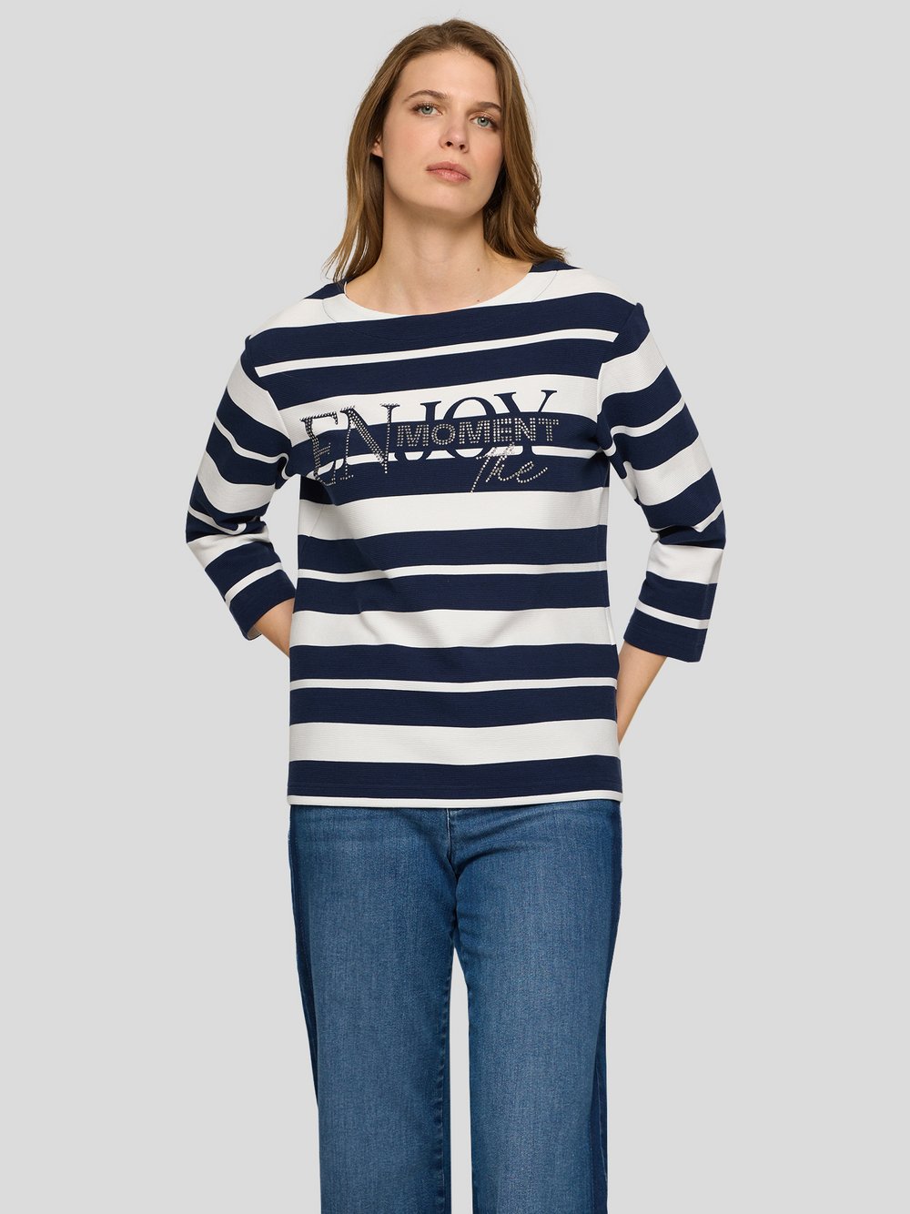 RABE T-Shirt Damen Baumwolle blau gestreift, 44