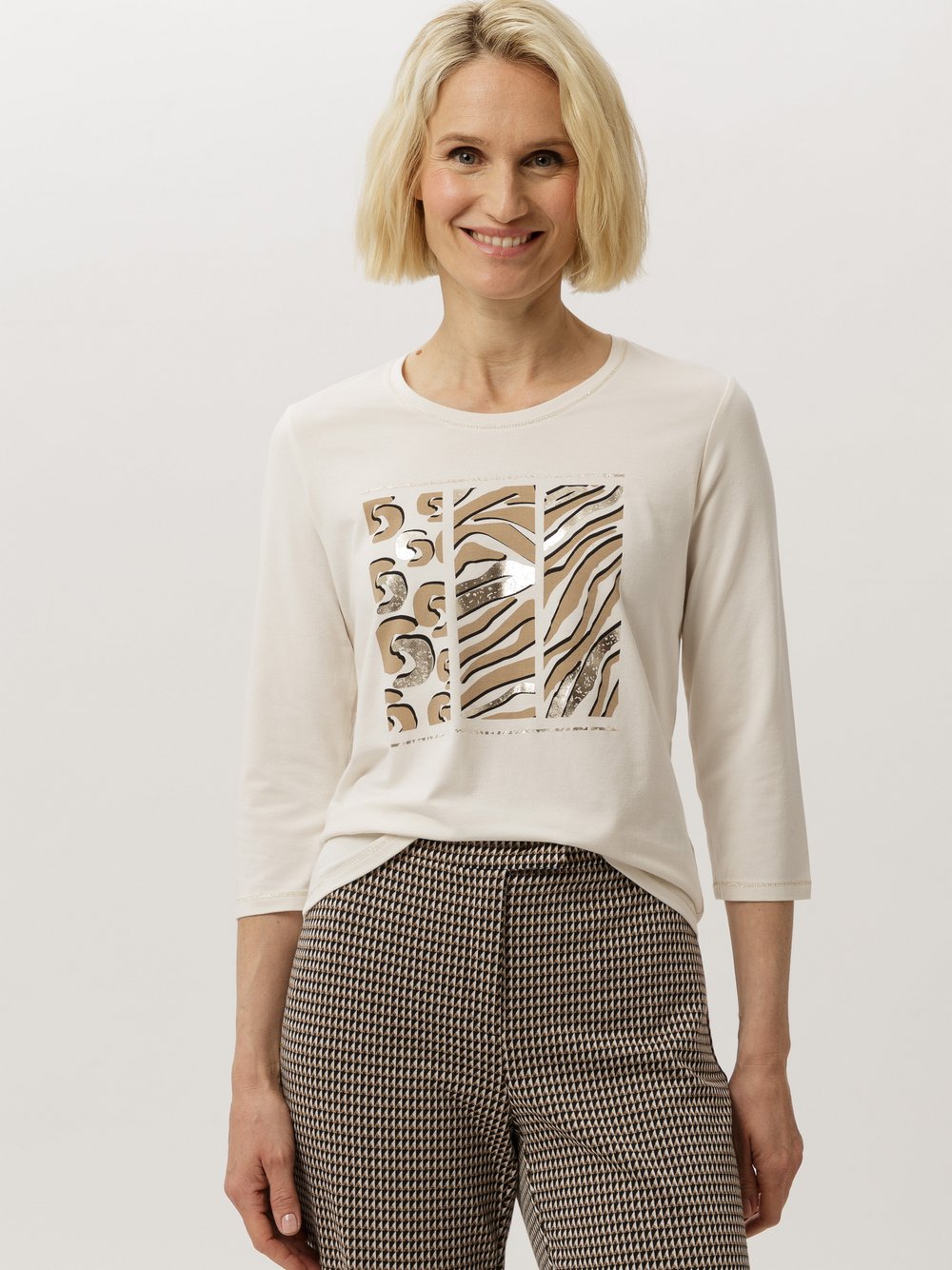 Frank Walder Shirt Damen Modal mehrfarbig bedruckt, 40