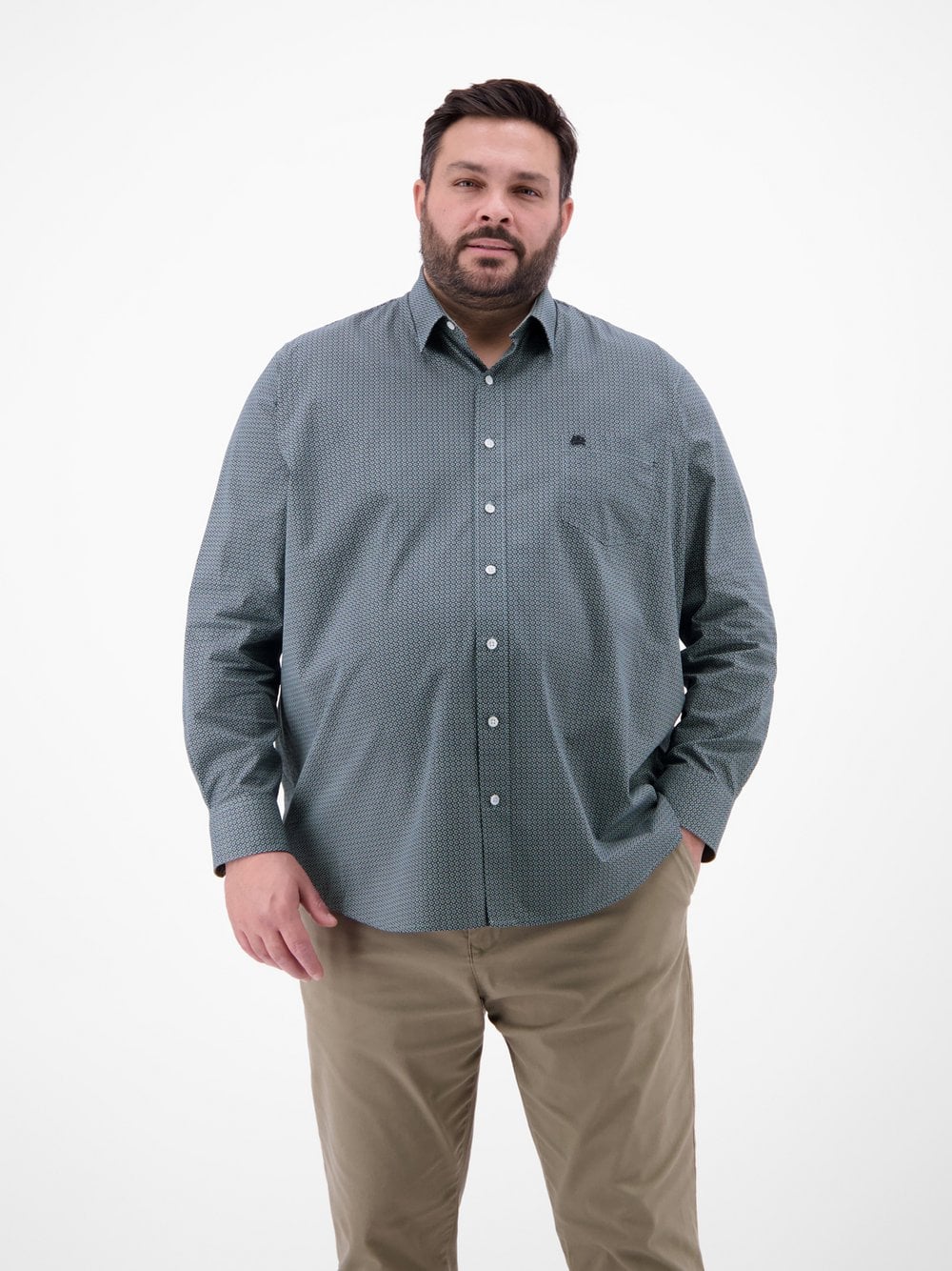 Thumbnail - LERROS Langarmhemd Herren Regular Fit Baumwolle blau kariert, 4XL