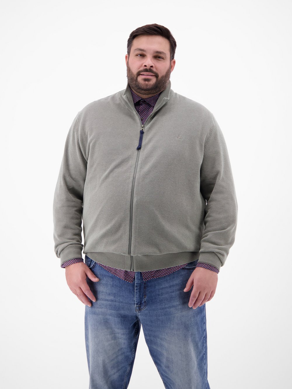 LERROS Strickjacke Herren Baumwolle grau, 5XL