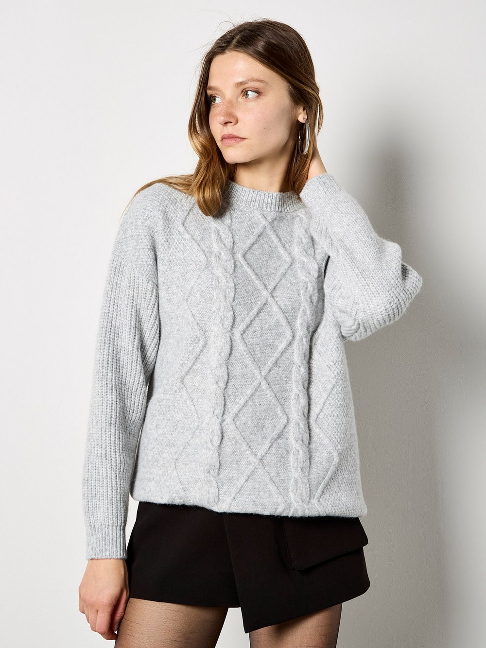 Apricot Pullover Damen grau meliert, 40