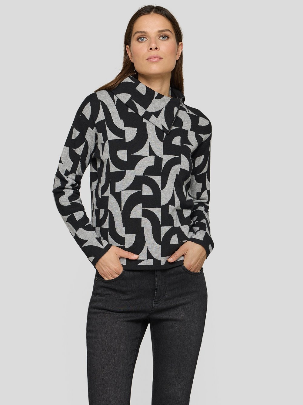 RABE Pullover Damen schwarz gemustert, 40