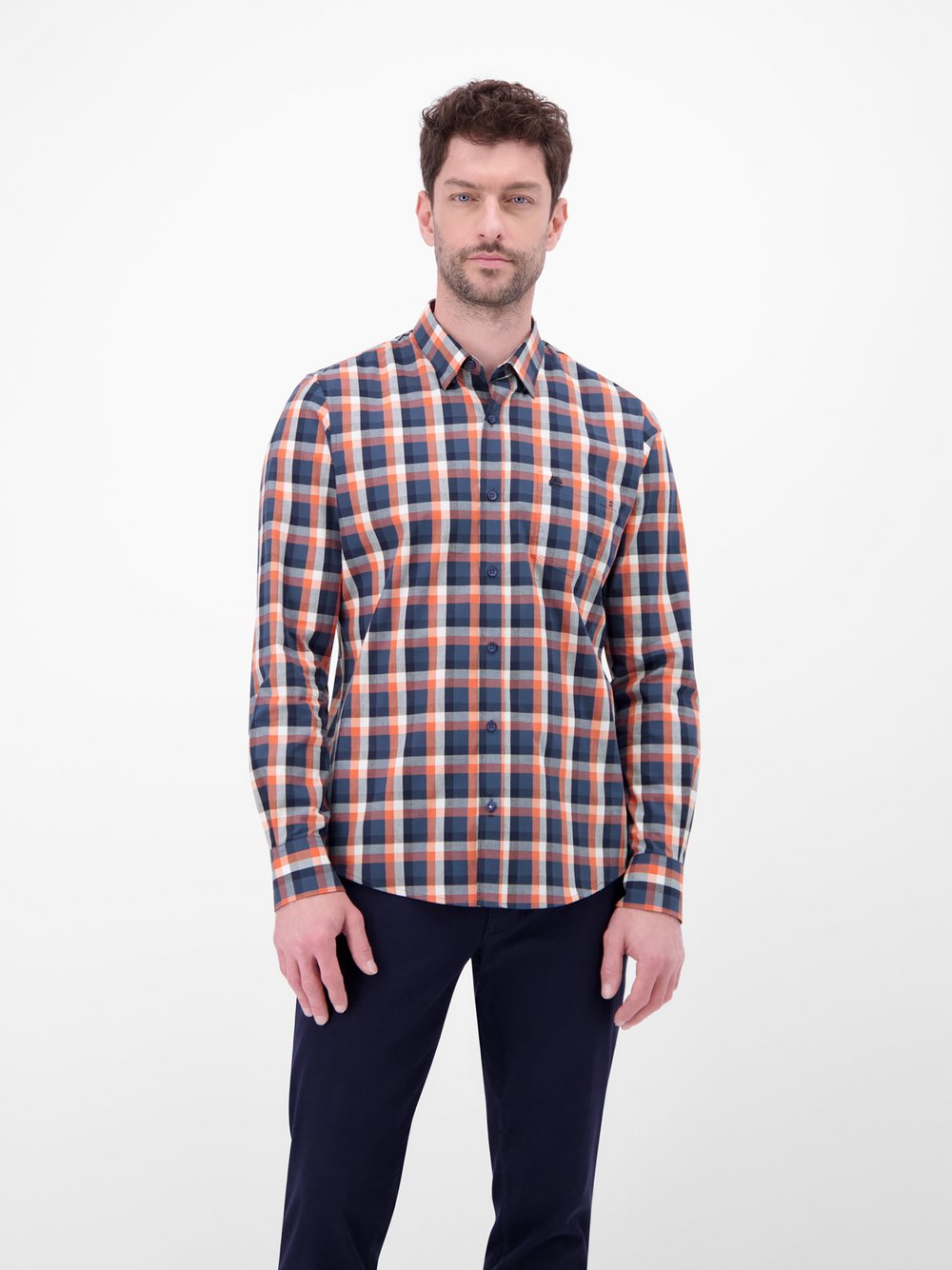 LERROS Langarmhemd Herren Regular Fit Baumwolle rot kariert, XXXL