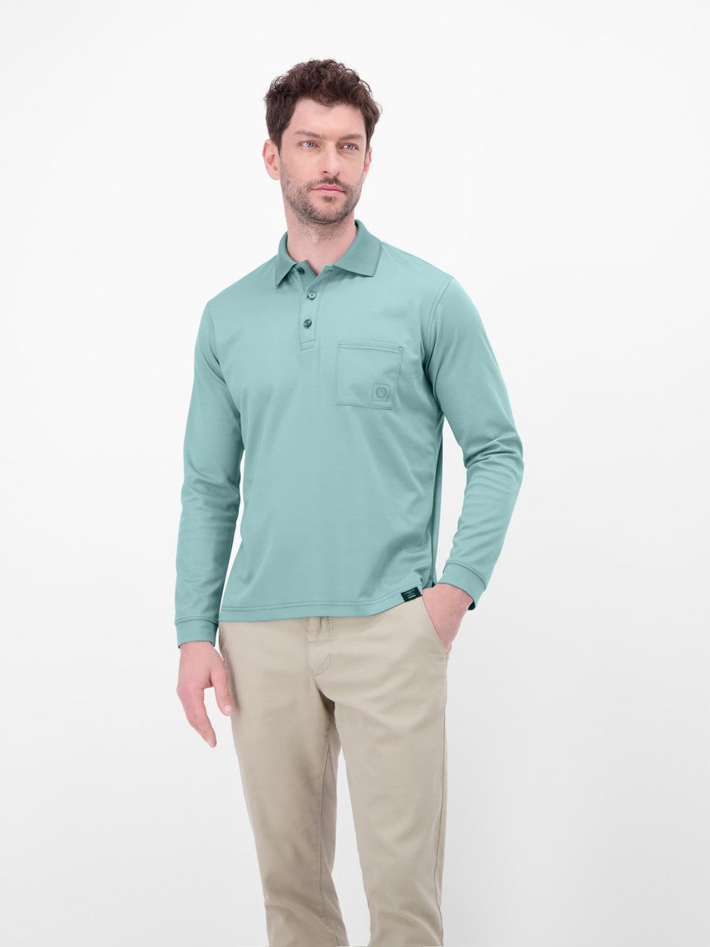 LERROS Langarm-Poloshirt Herren Baumwolle blau, L