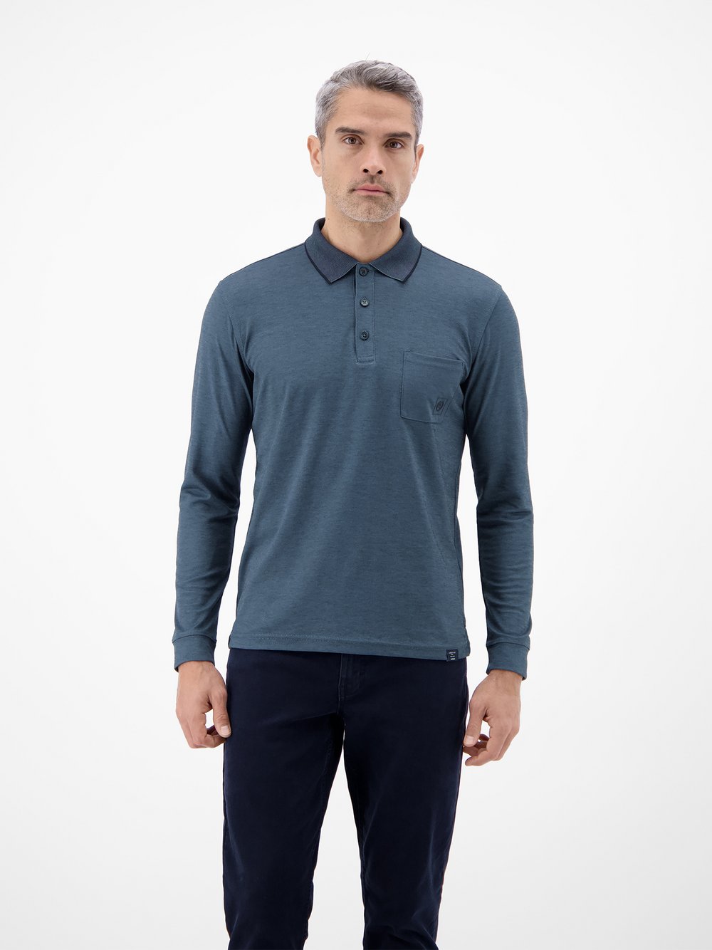 LERROS Langarm-Poloshirt Herren Baumwolle blau, S