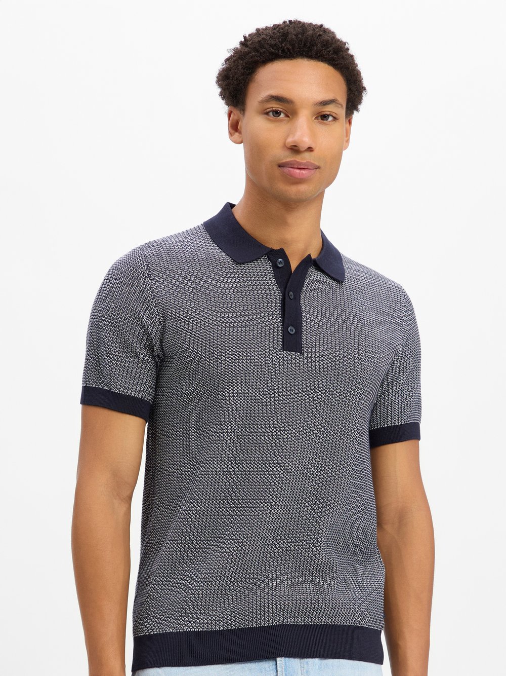 VAN GRAAF Joop! Herren Marine Strick-Poloshirt Baumwolle (100%) Blau, Groß