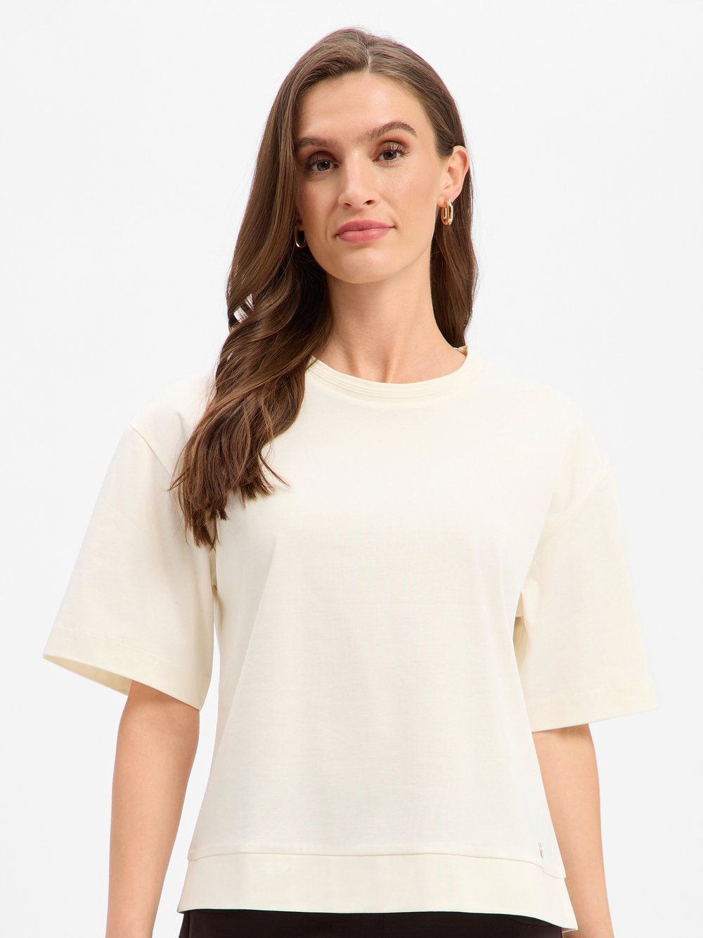 VAN GRAAF Joop! Damen Ecru T-Shirt Baumwolle Weiß, Größe 38