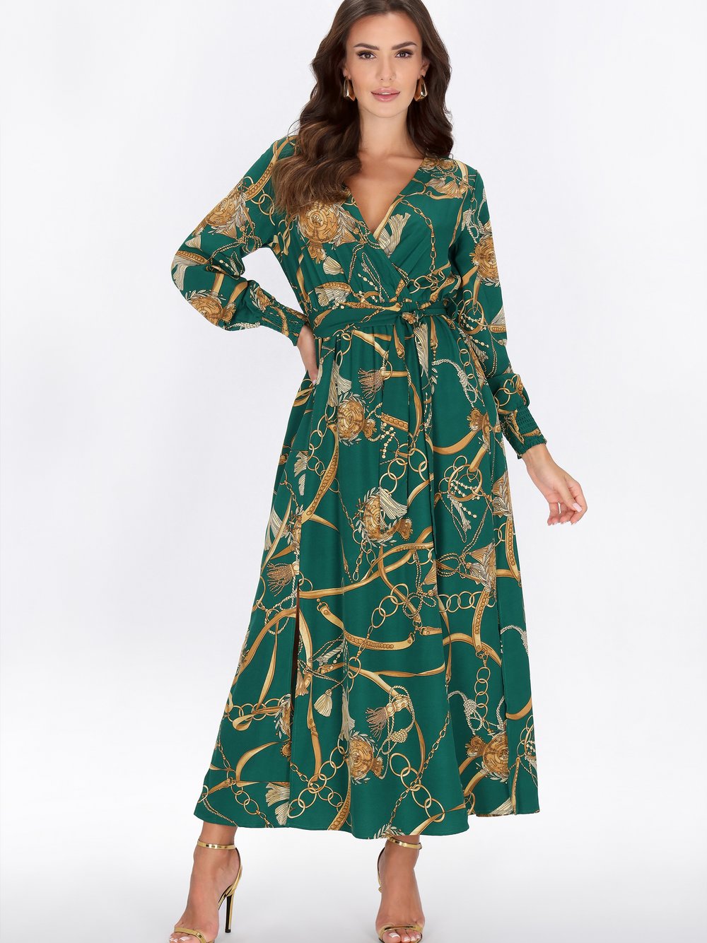 Faina Kleid Damen blau gemustert, XL