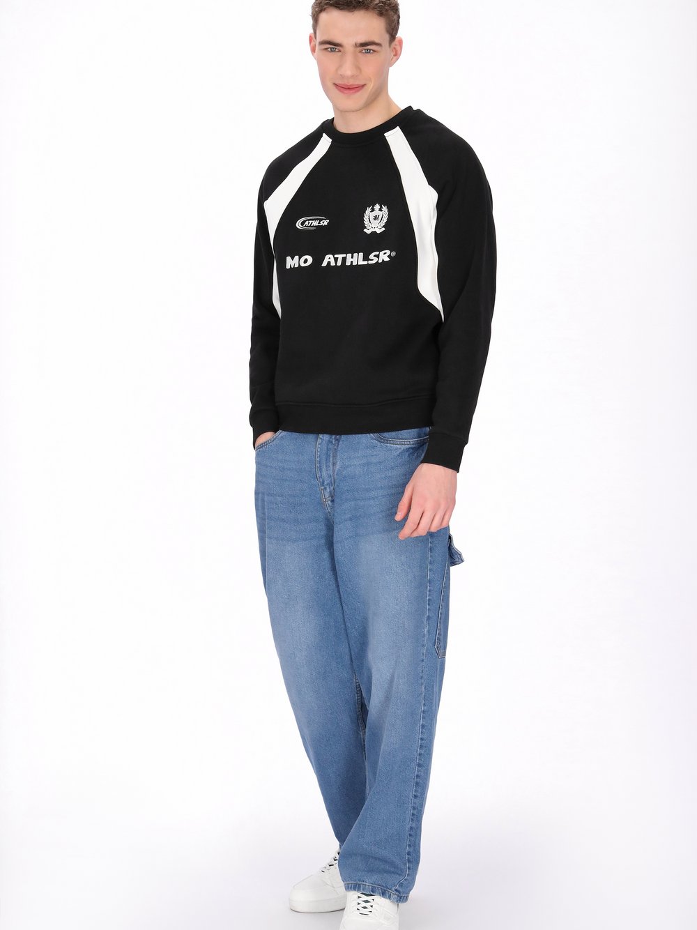 Mo Sweatshirt Herren Baumwolle schwarz, XL