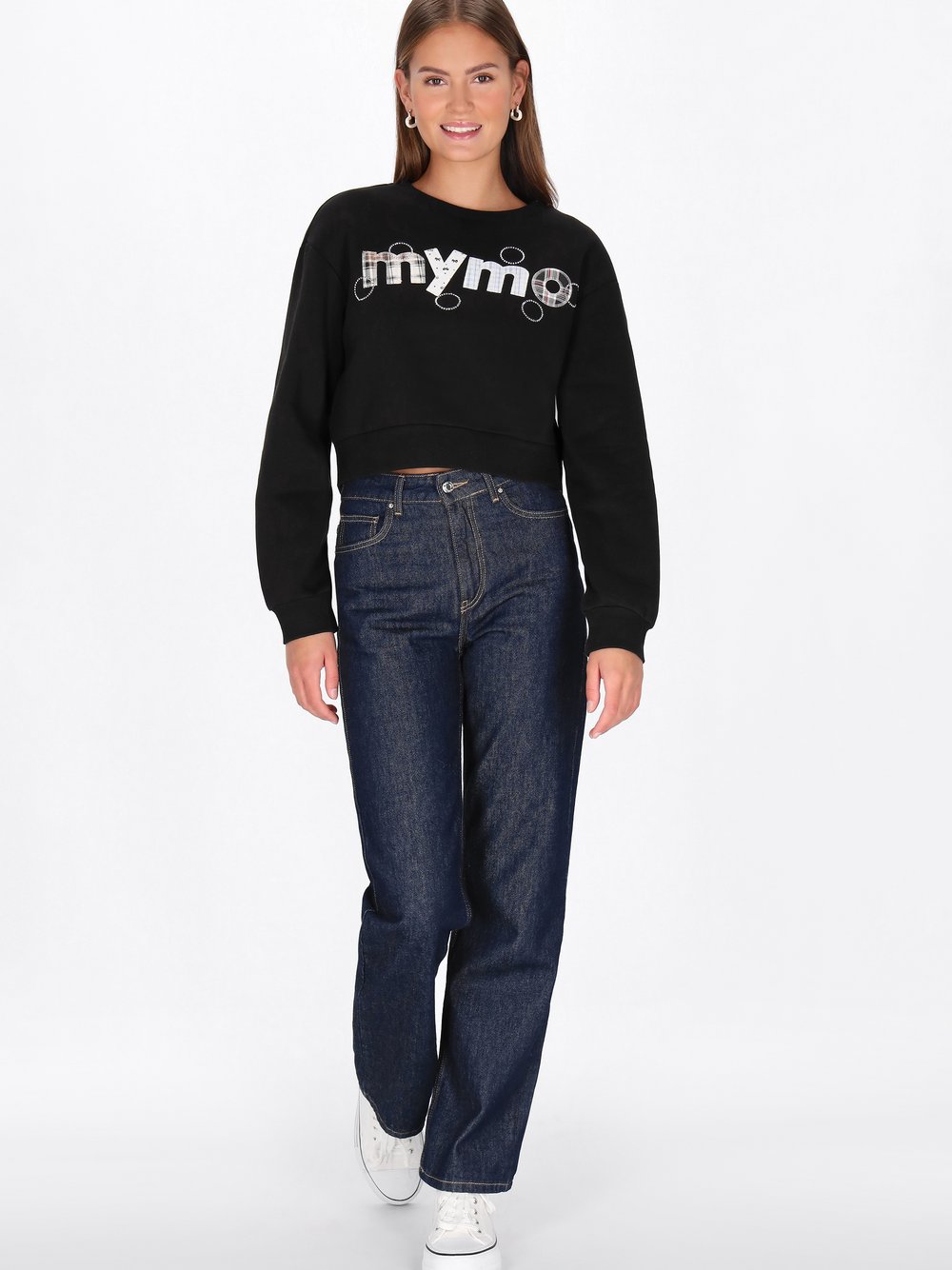 MyMo Sweatshirt Damen Baumwolle schwarz, M