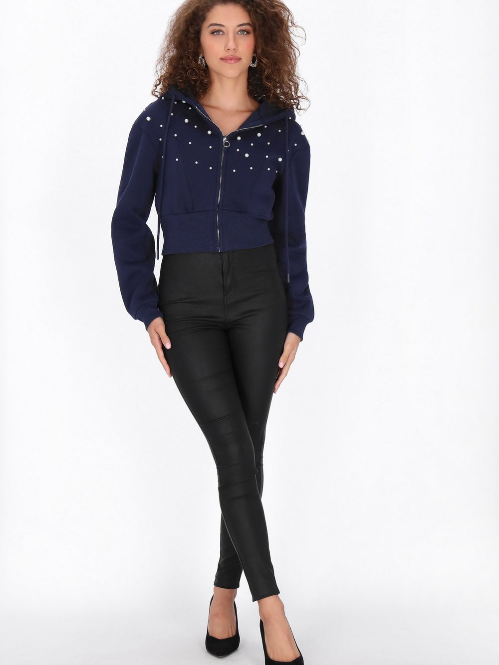 Faina Kapuzenjacke Damen Baumwolle blau, XS