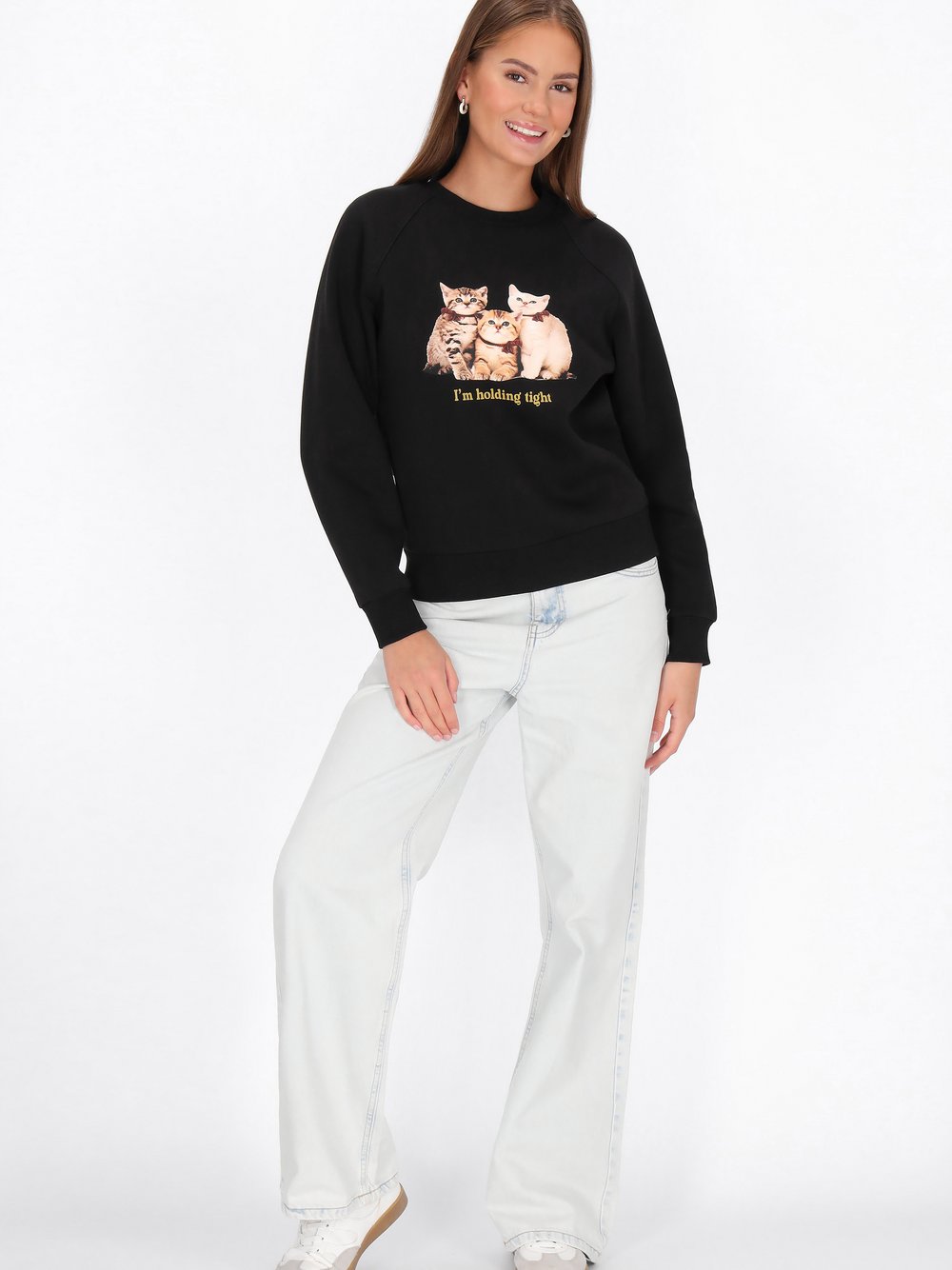 MyMo Sweatshirt Damen Baumwolle schwarz, XL