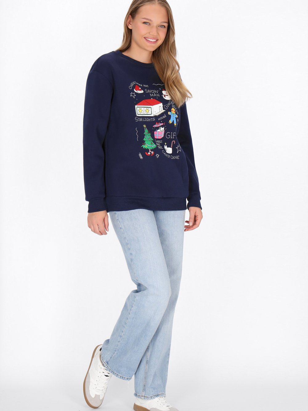 MyMo Sweatshirt Damen Baumwolle blau, L