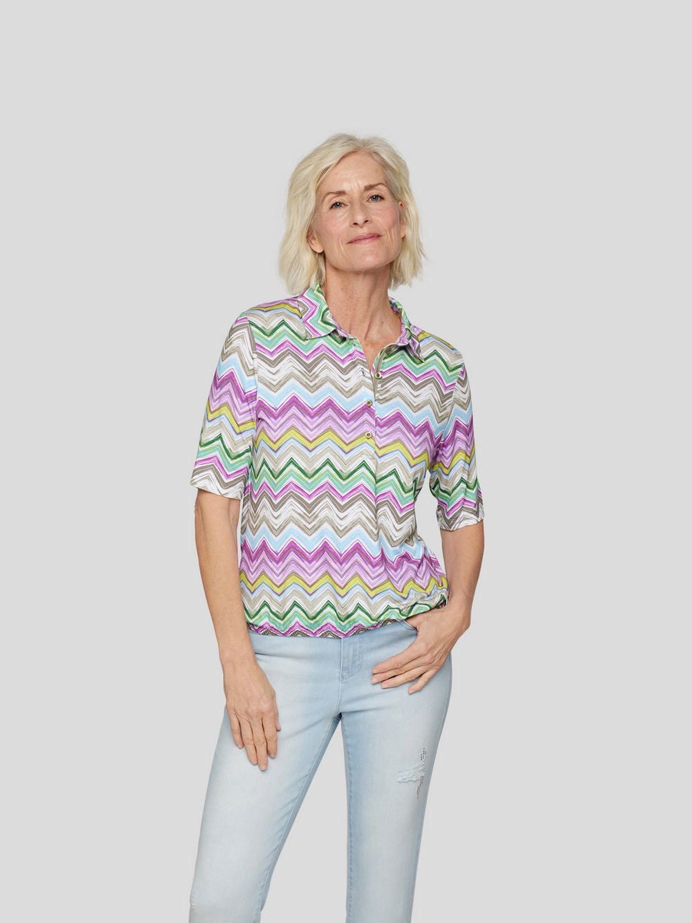 RABE T-Shirt Damen Viskose grün gemustert, 50