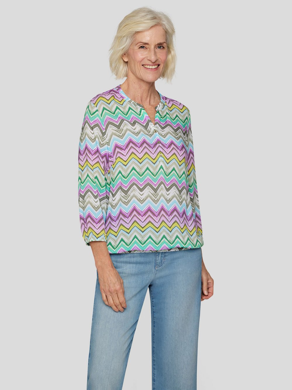 RABE Bluse Damen Viskose grün gemustert, 38