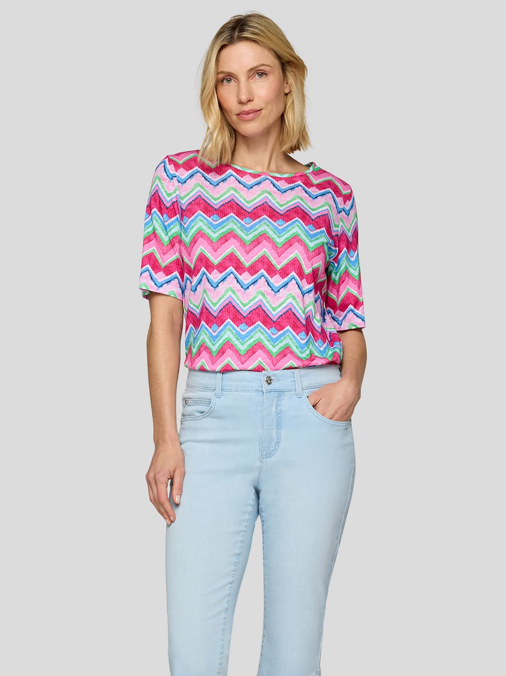 Thumbnail - RABE T-Shirt Damen Baumwolle pink gemustert, 42