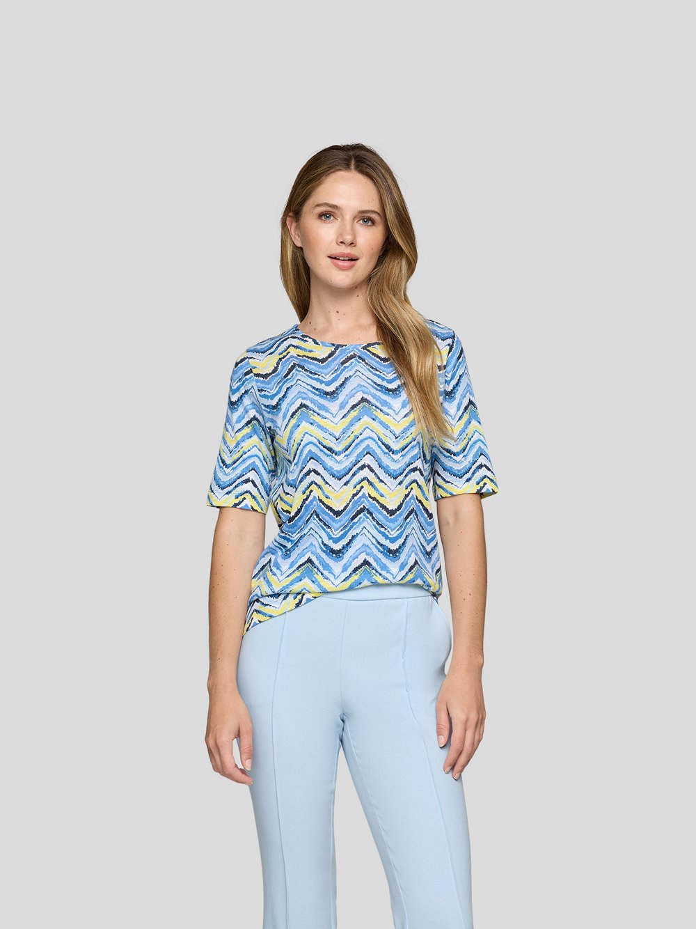 Thumbnail - RABE T-Shirt Damen Baumwolle blau gemustert, 46