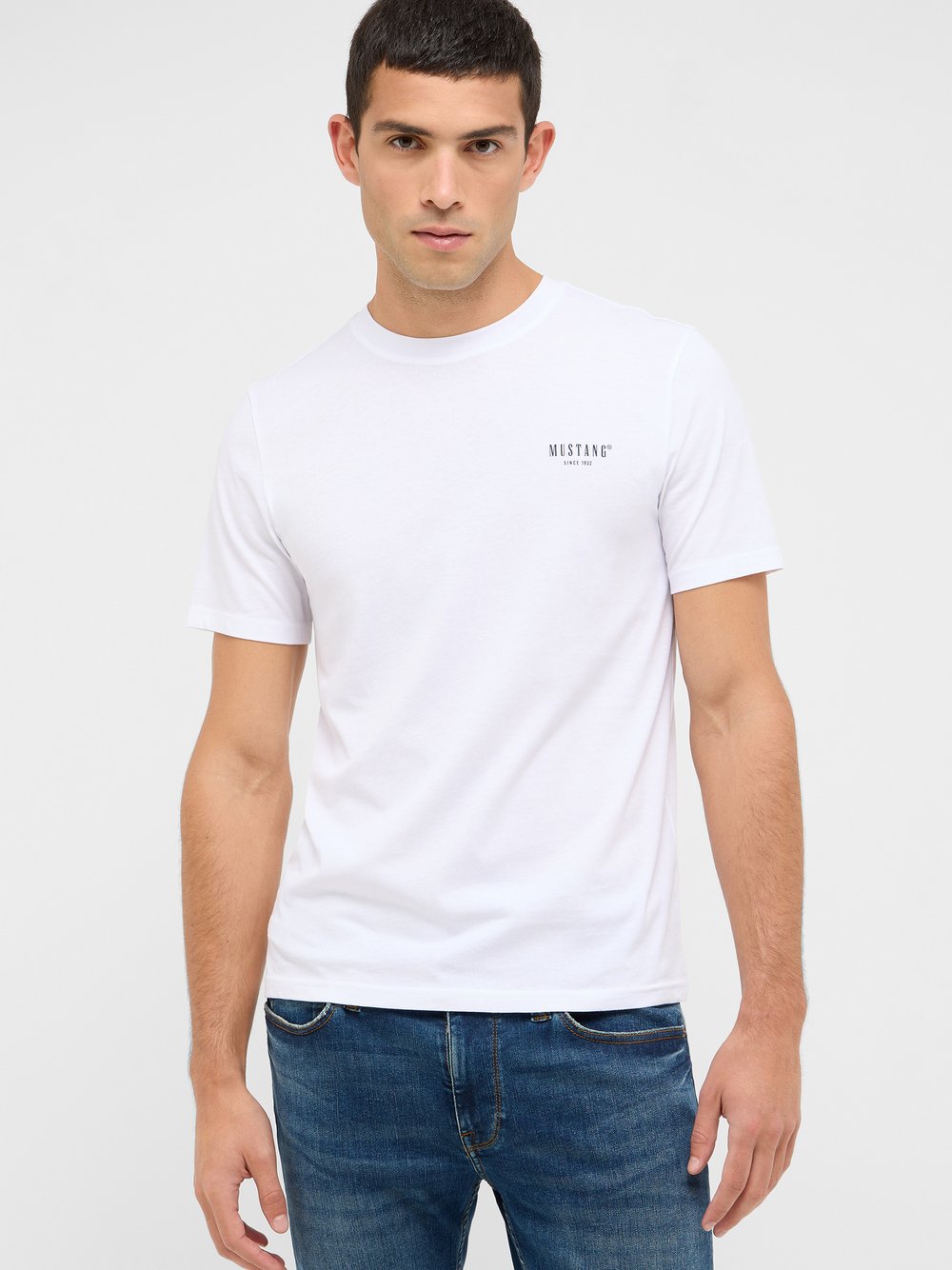 Thumbnail - Mustang T-Shirt Herren Baumwolle weiß, S