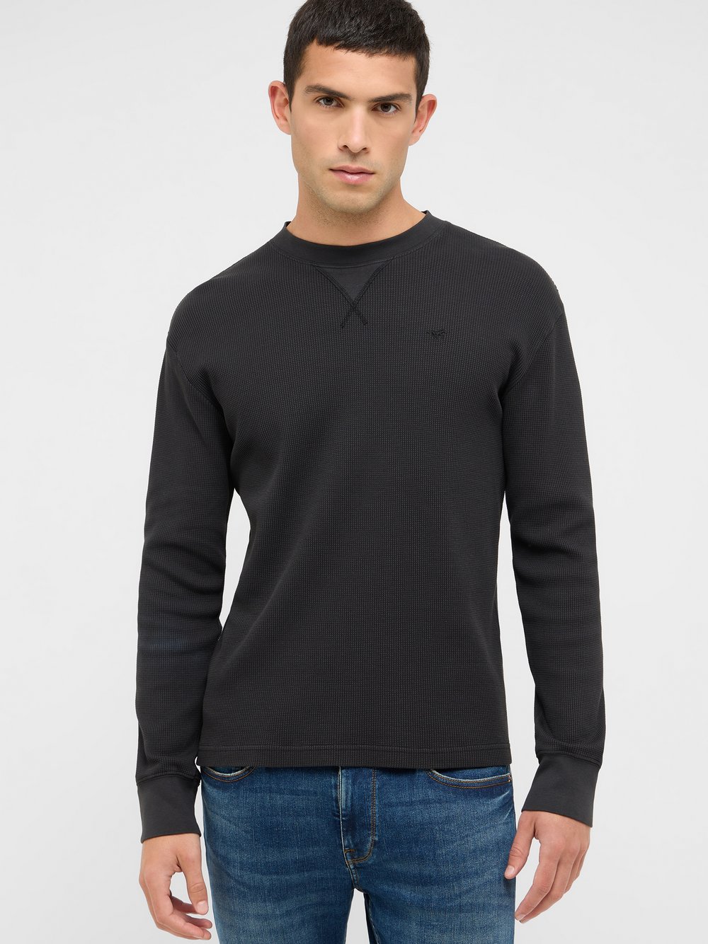 Thumbnail - Mustang Langarmshirt Herren Baumwolle schwarz, L