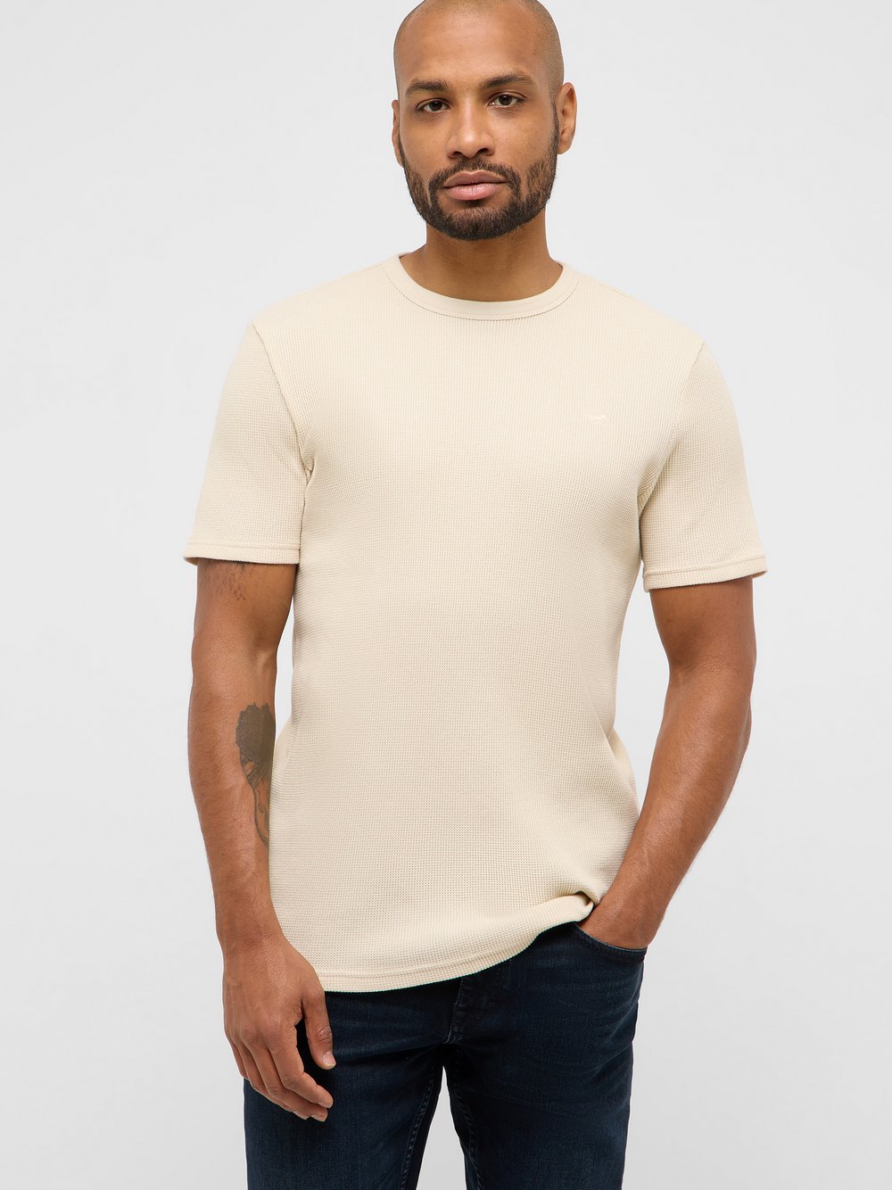 Mustang T-Shirt Herren Baumwolle beige, M
