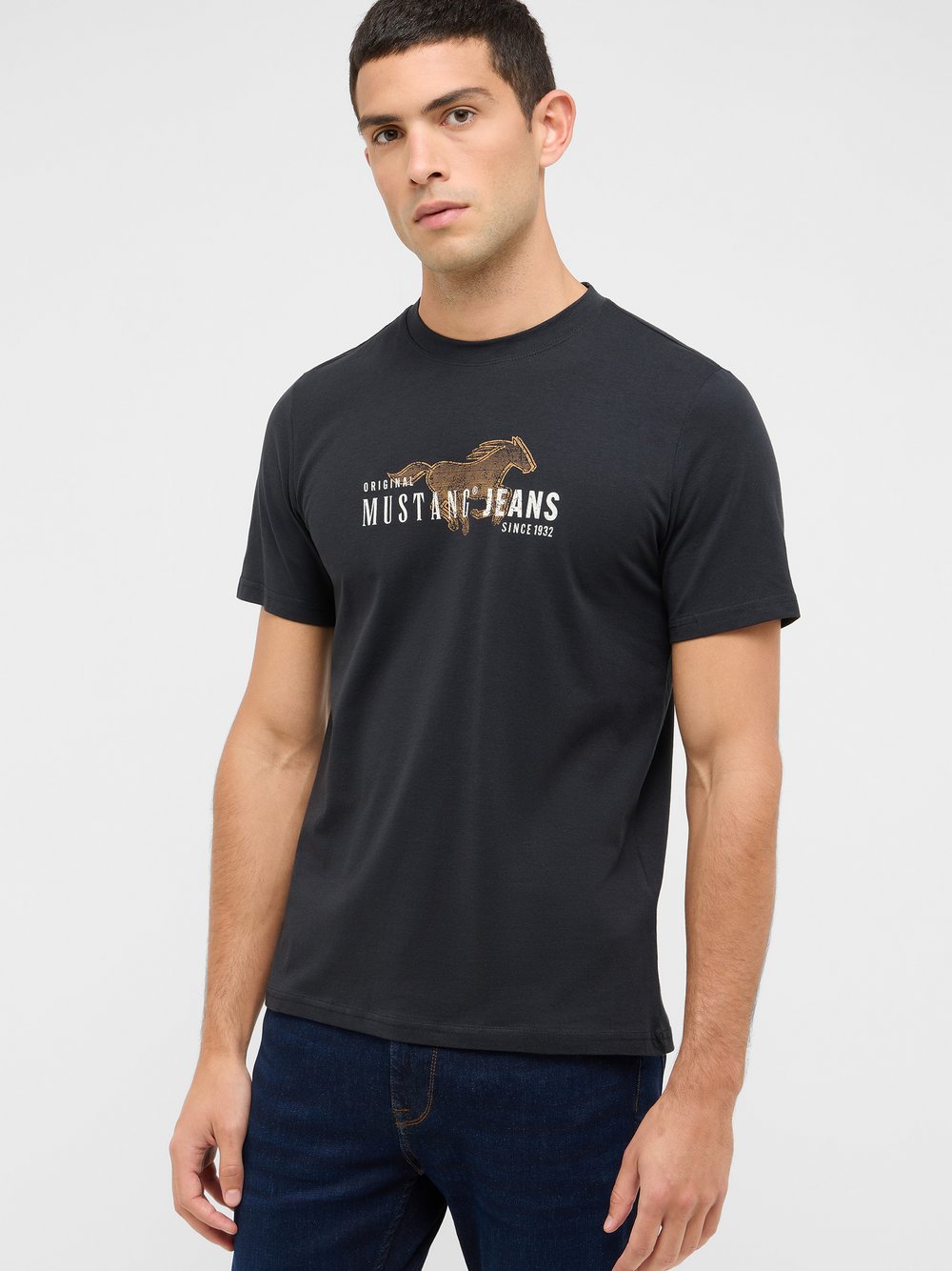 Thumbnail - Mustang T-Shirt Herren Baumwolle schwarz, M