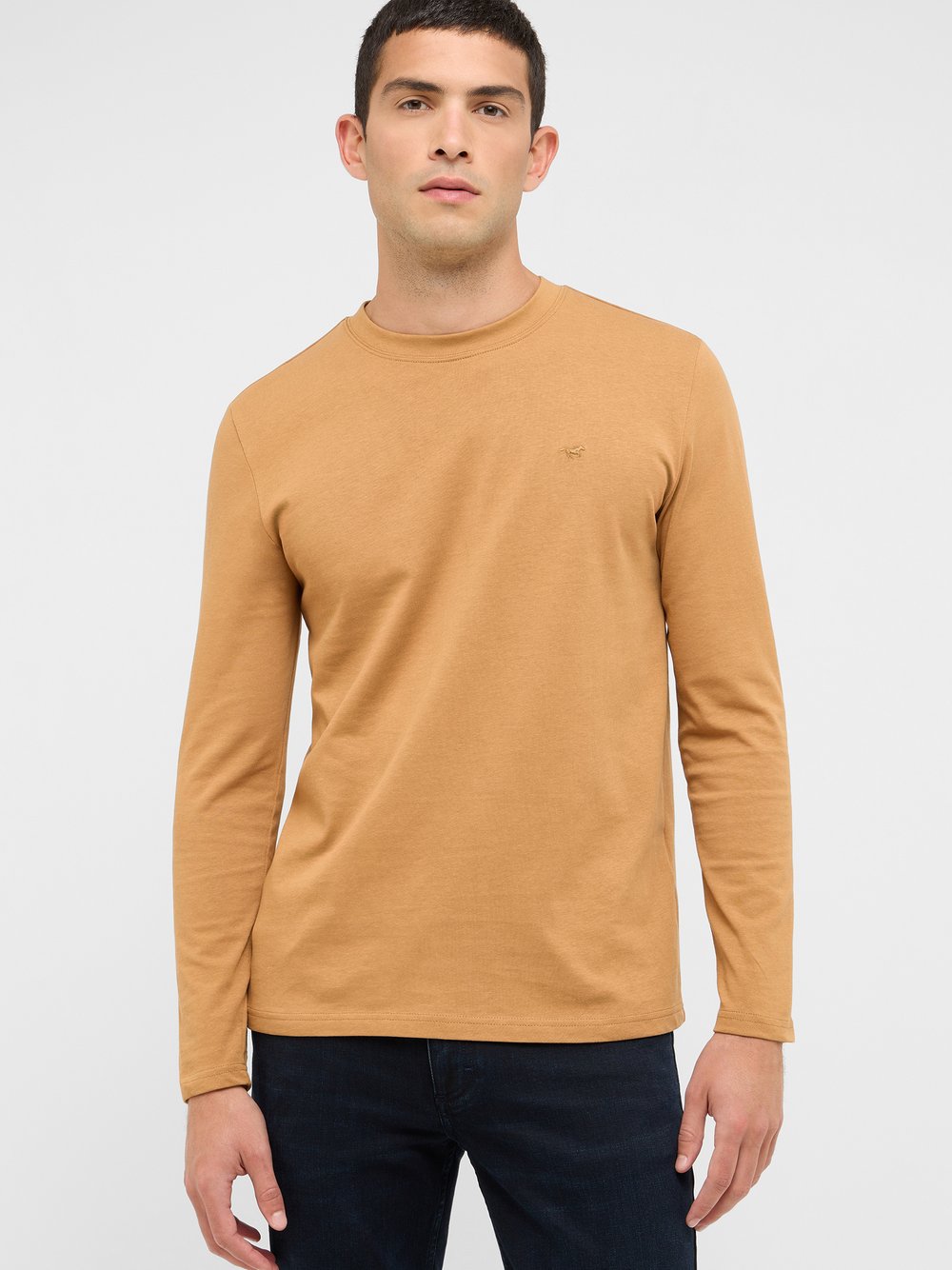 Mustang Langarmshirt Herren Baumwolle braun, XXXL