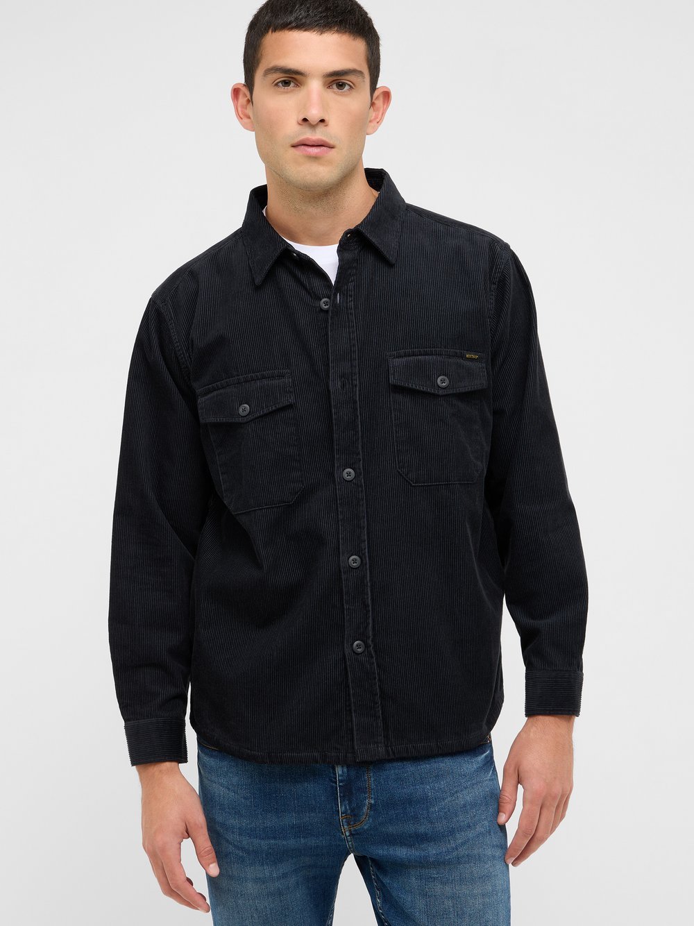 Mustang Hemd Herren Regular Fit Baumwolle schwarz, L