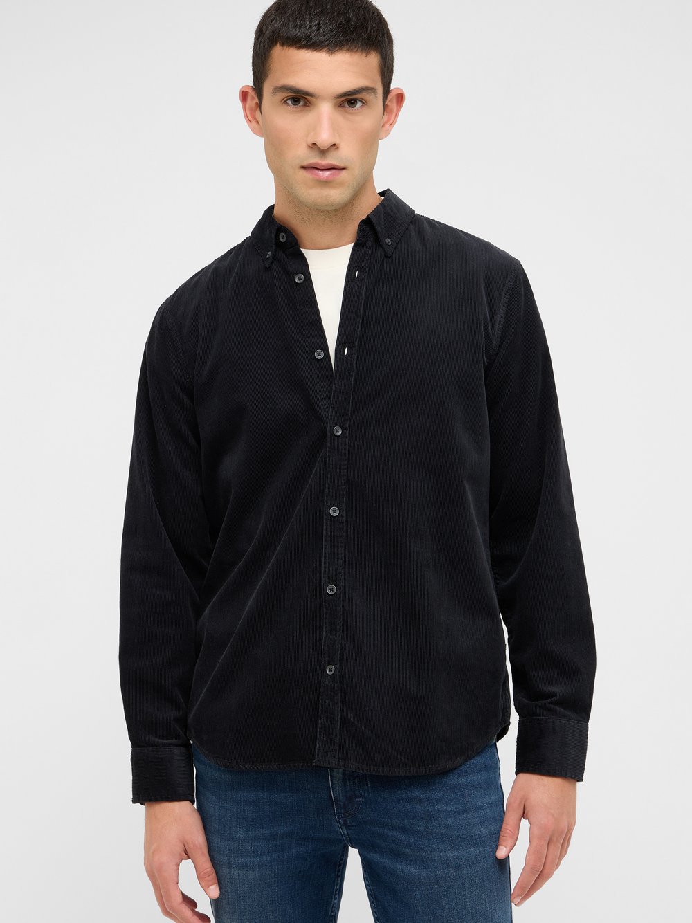 Mustang Hemd Herren Regular Fit Baumwolle schwarz, M