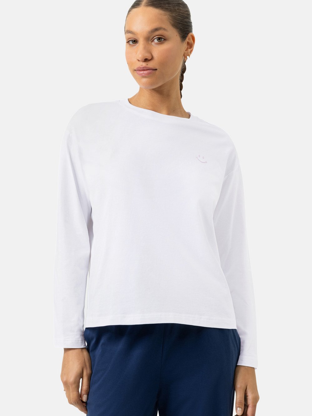 Mey Schlafanzug Oberteil Damen Baumwolle weiß, L