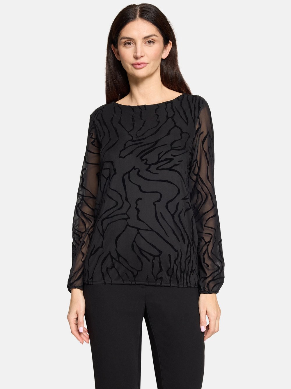 Thumbnail - Betty & Co Blusenshirt Damen schwarz gemustert, S