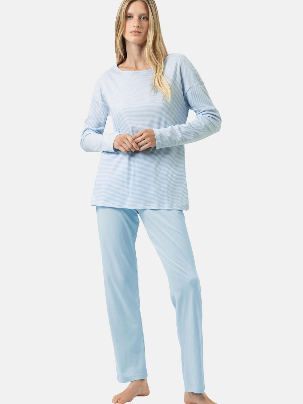 Mey Schlafanzug Damen Baumwolle blau gestreift, 42