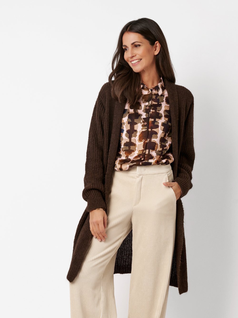 Thumbnail - TONI Strickjacke Damen braun meliert, S/M