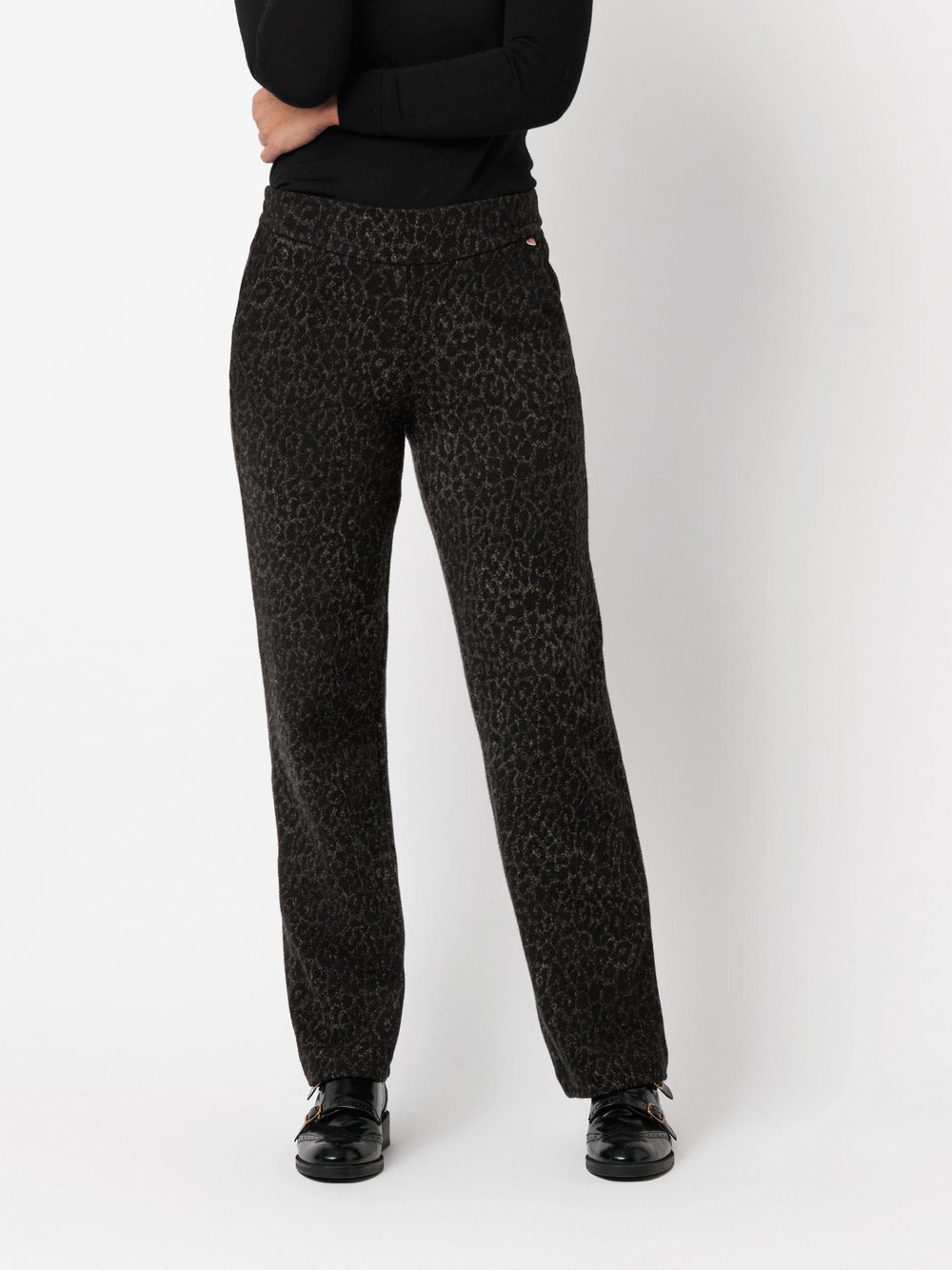 Thumbnail - Relaxed Hose Damen Baumwolle schwarz gemustert, 40