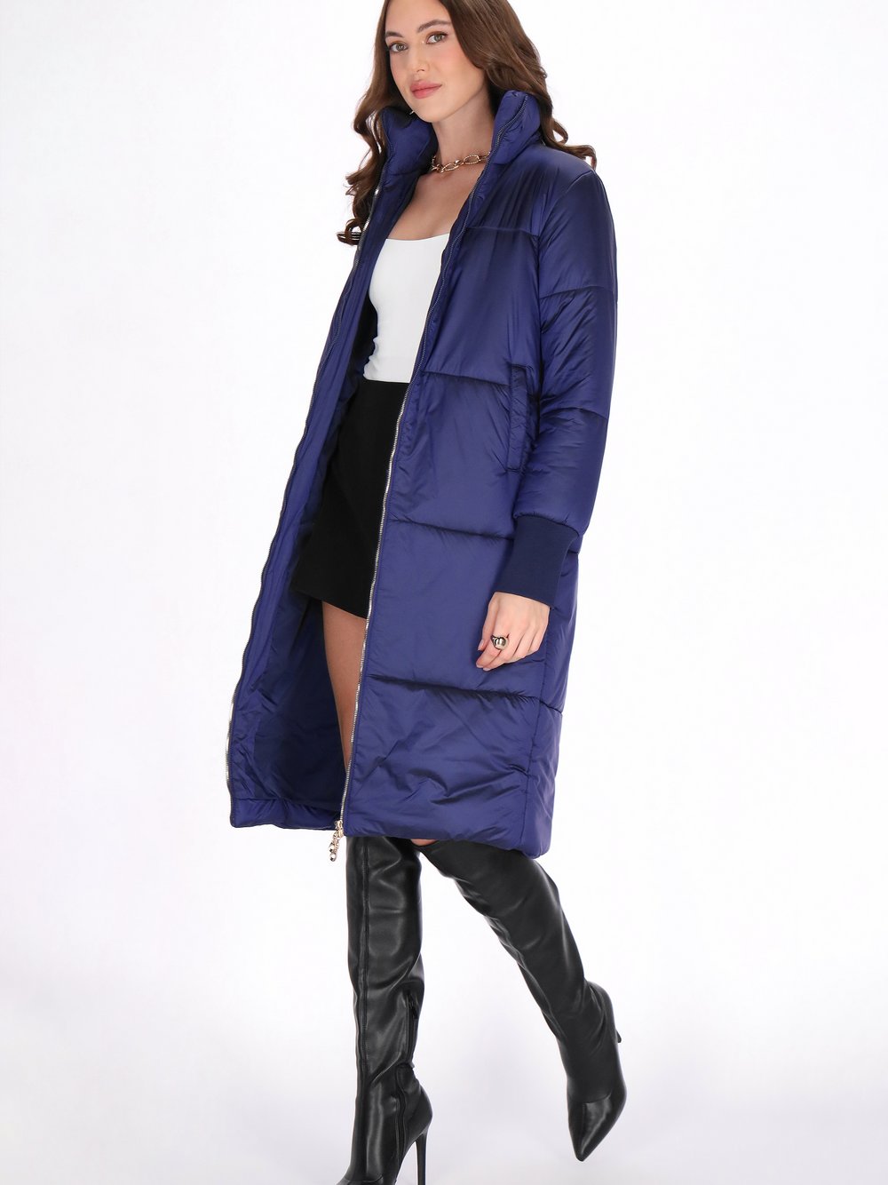 Faina Mantel Damen blau, S