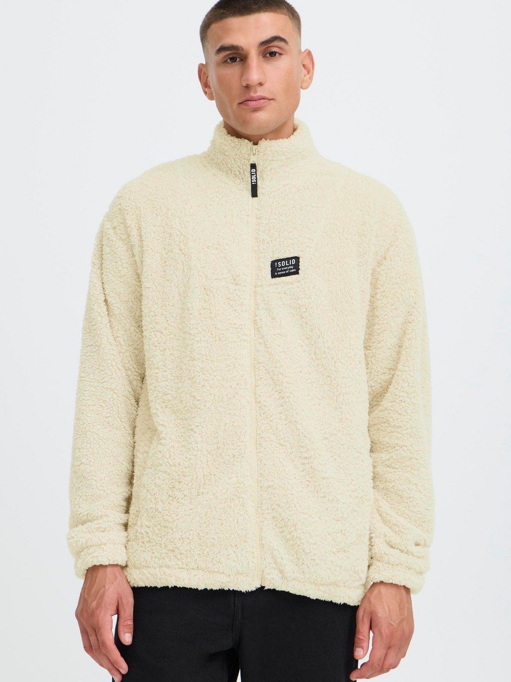 Thumbnail - Solid Teddyjacke Herren beige, L