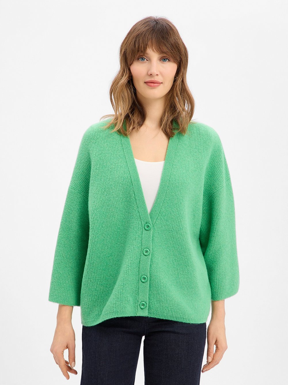 american vintage Strickjacke mit Wolle Damen grün, M/L