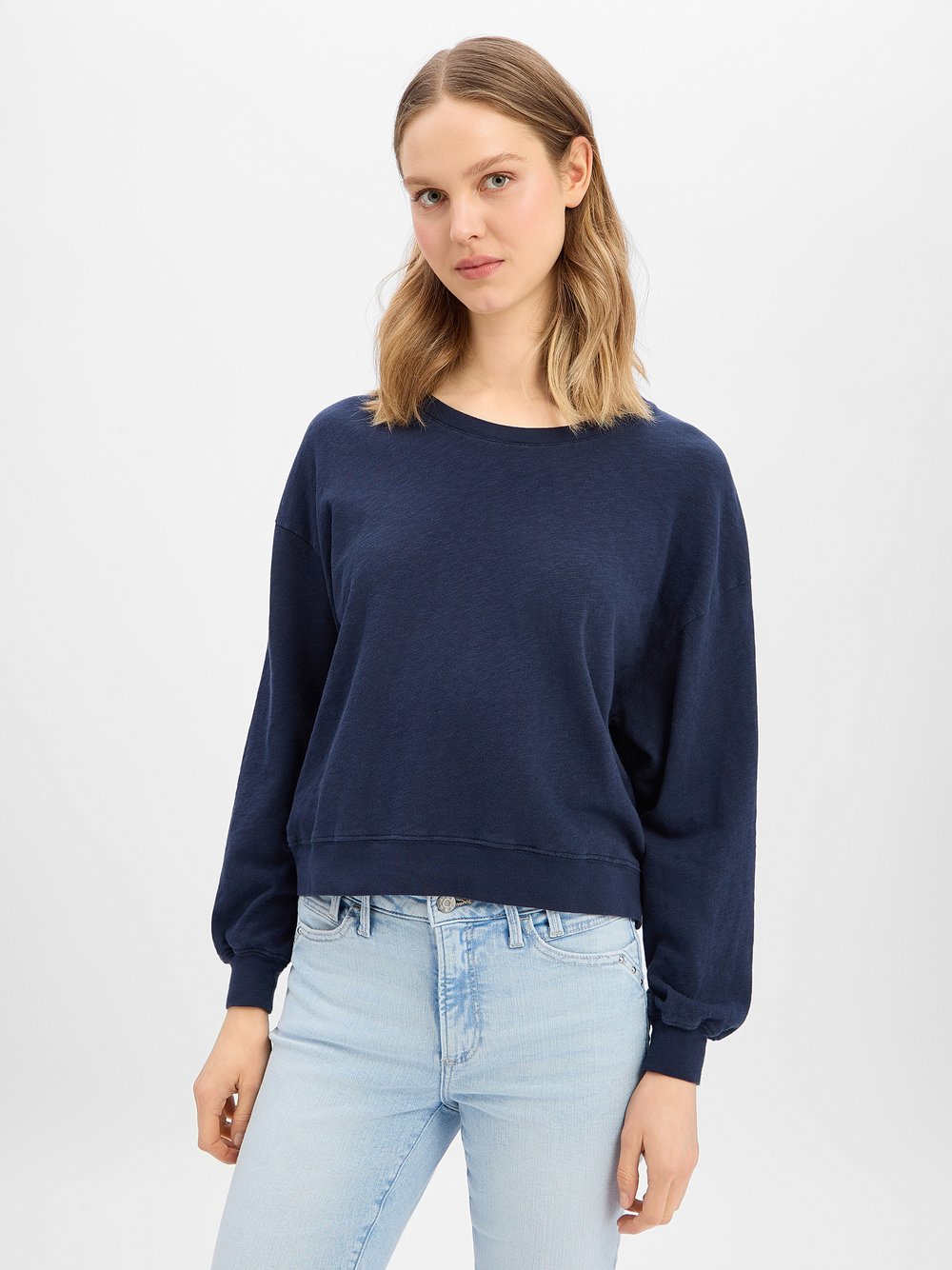 american vintage Sweatshirt Damen Baumwolle blau, L