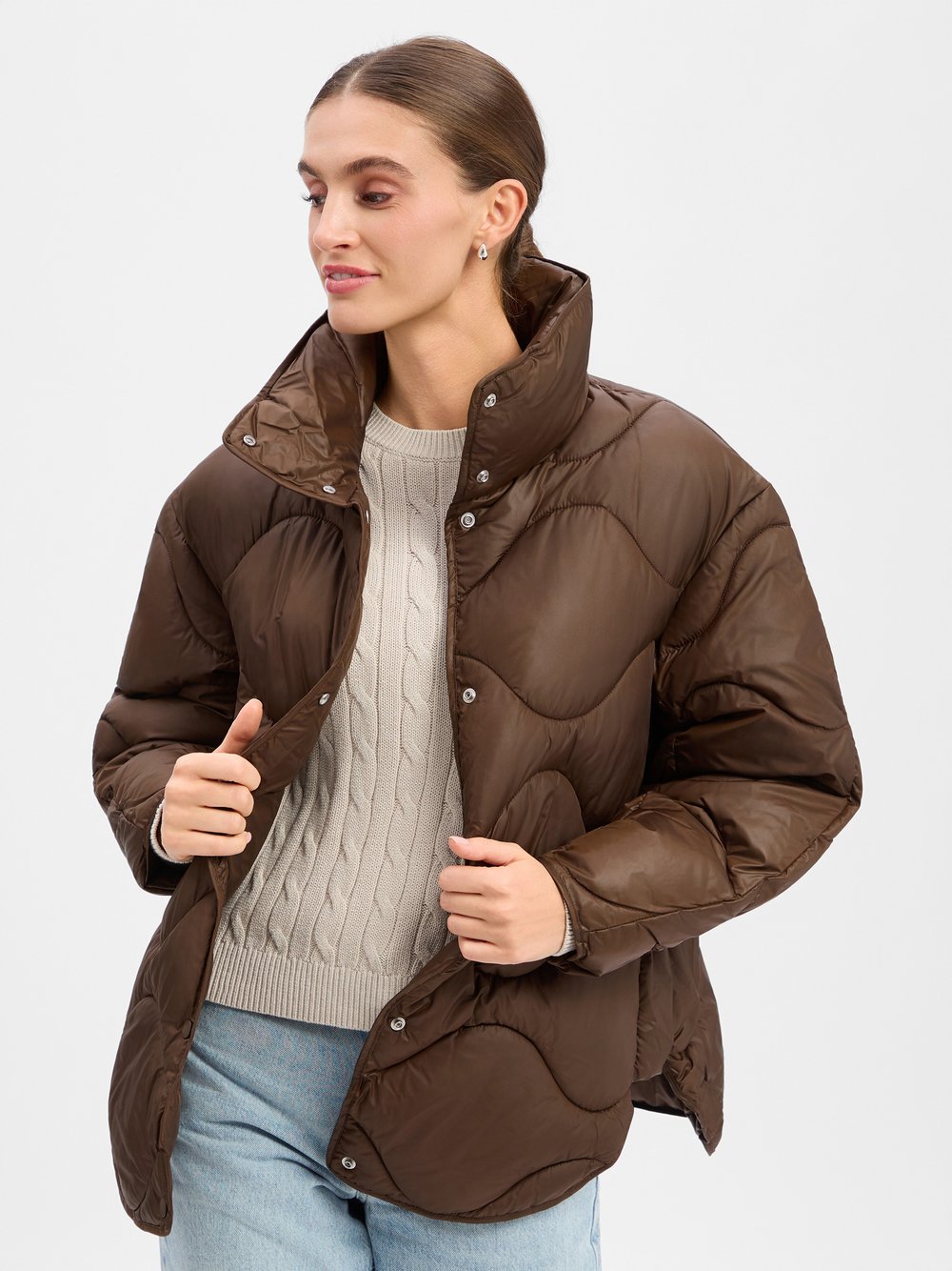 VAN GRAAF Jjxx Damen Schoko Steppjacke Braun, Groß