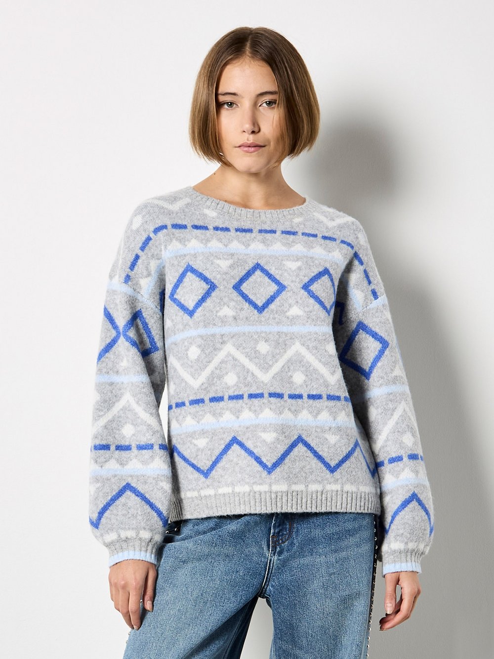 Thumbnail - Apricot Pullover Damen mehrfarbig gemustert, 38