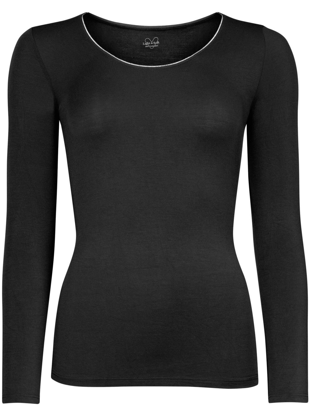 nurdie Longsleeve mit Glitzer-Abschluss Damen schwarz, 40-42