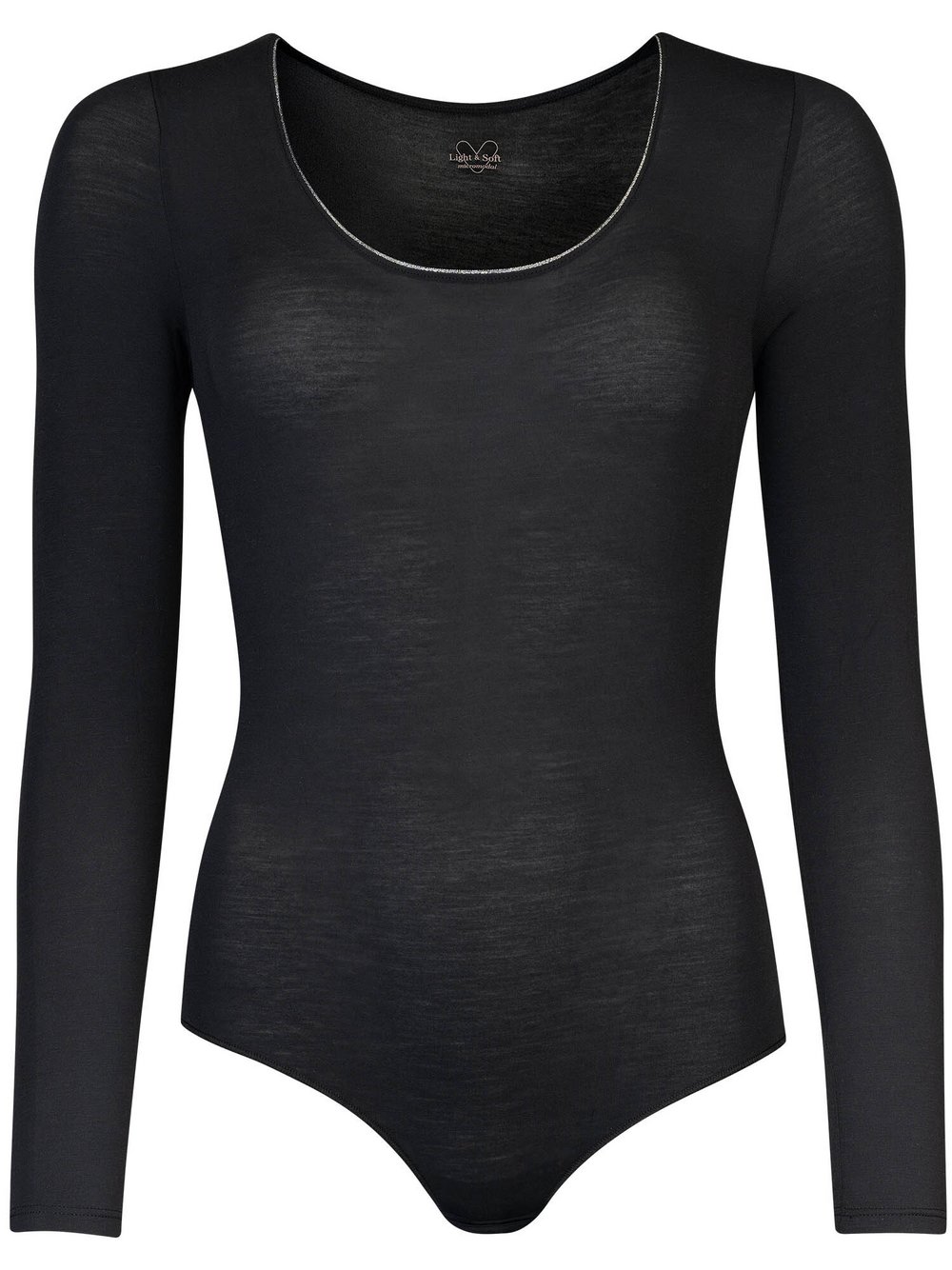 nurdie Body mit Glitzer-Abschluss Damen schwarz, 48-50