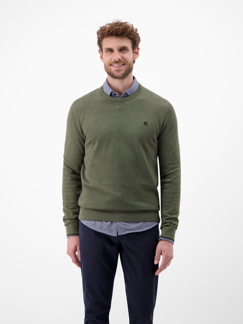 Thumbnail - LERROS Strickpullover Herren Baumwolle grün, XL