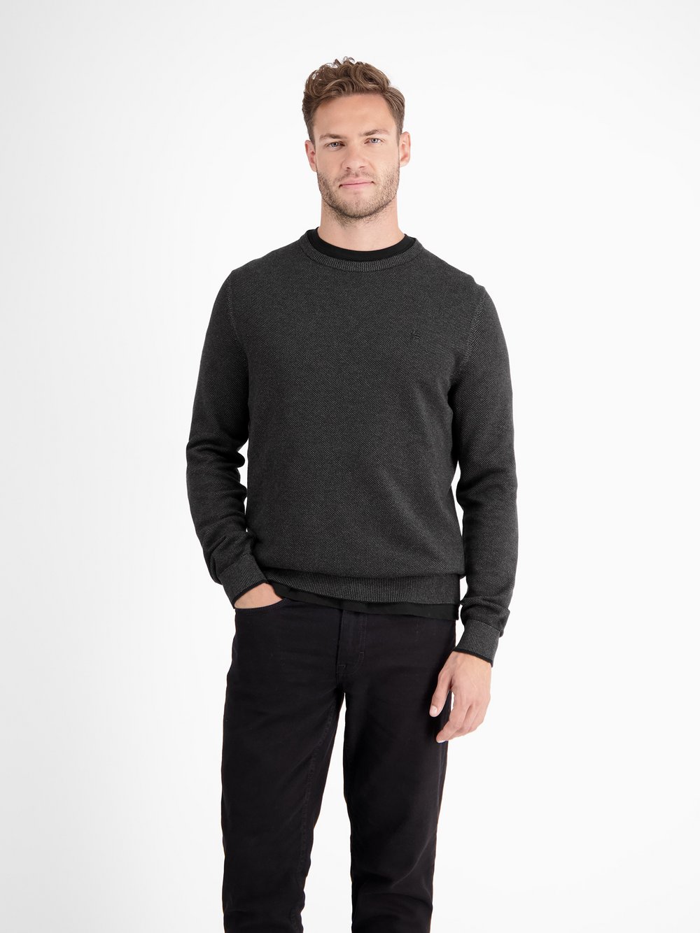 Thumbnail - LERROS Strickpullover Herren Baumwolle schwarz, L